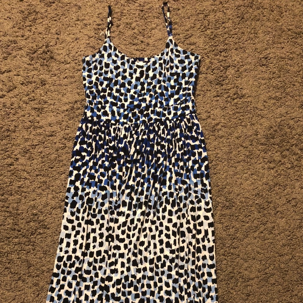 Susana Monaco Maxi Blue Leopard Print Dress